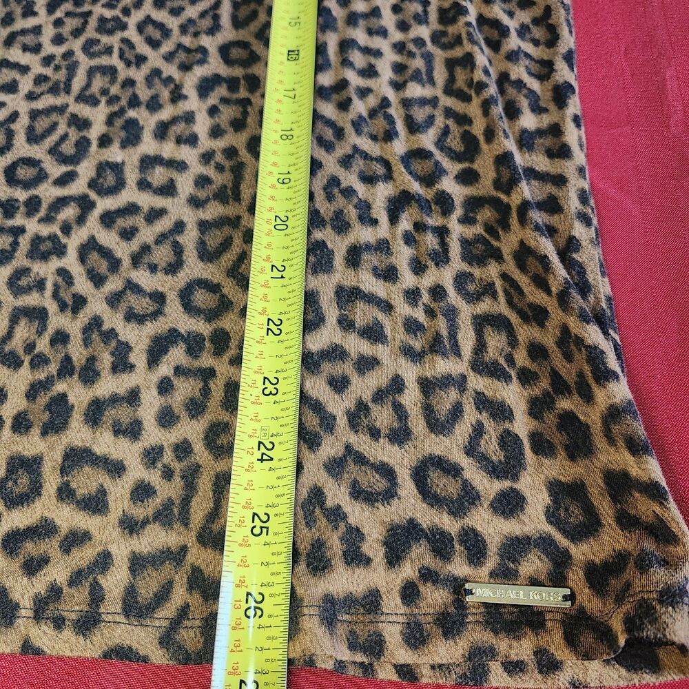 Michael Kors Leopard Print Mock Neck Top Womens 1X Stretch Short Sleeve - Picture 4 of 8